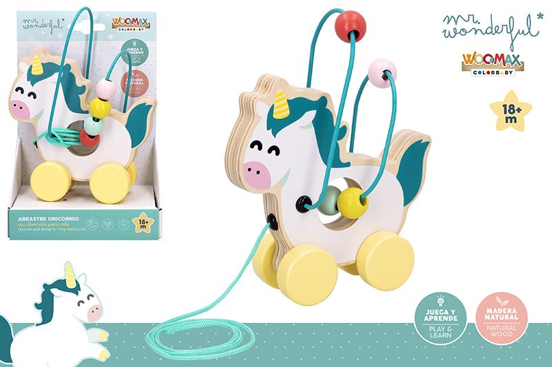 ARRASTRE 48804 UNICORNIO DE MADERA MR WONDERFUL*