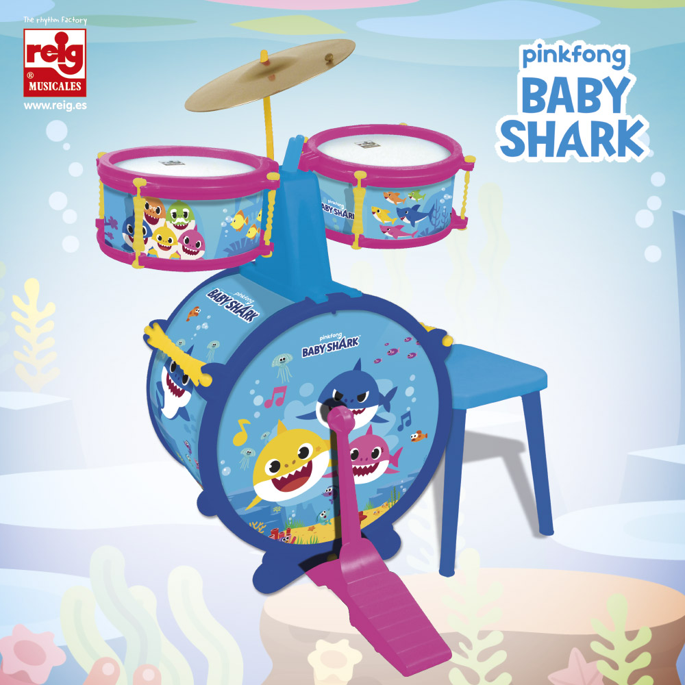 BATERIA CON BANQUETA BABY SHARK 2611