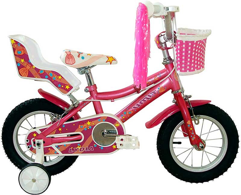 BICICLETA J1261 12" NIÑA ROSA C/PORTAMUÑECAS Y CESTA
