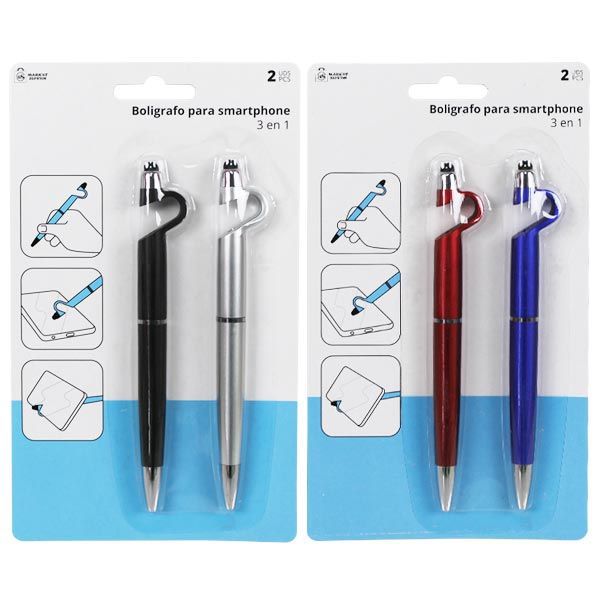 BOLIGRAFO A9891 PARA SMARTPHONE 3 EN 1 SET 2UDS