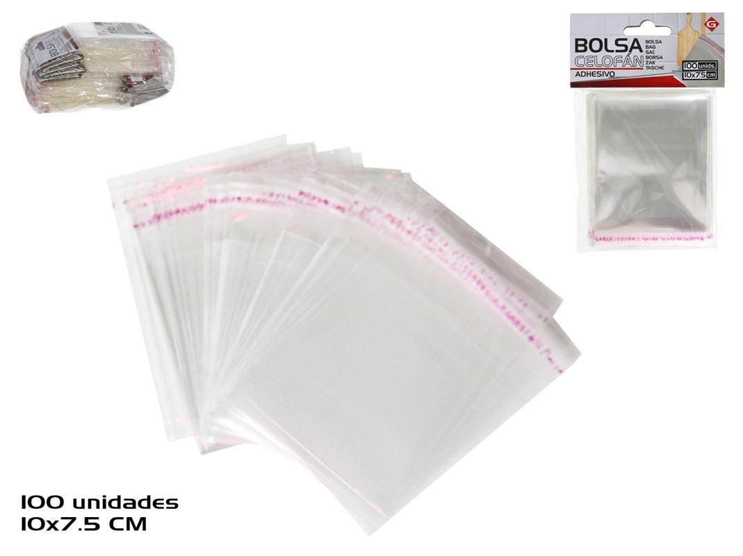 BOLSA CELOFAN X100 ADHESIVO 10X7.5CM