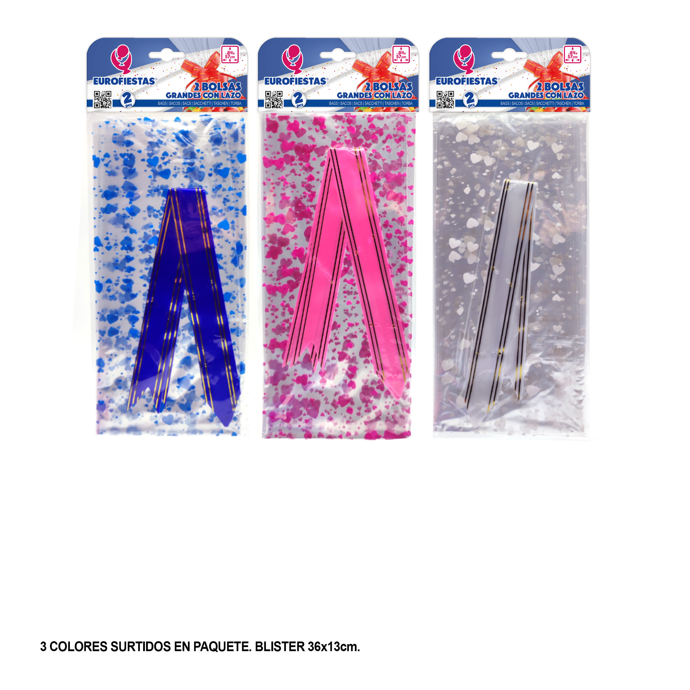 BOLSAS 2 UDS 35122 TRANSP CORAZONES+LAZO 84X57CM