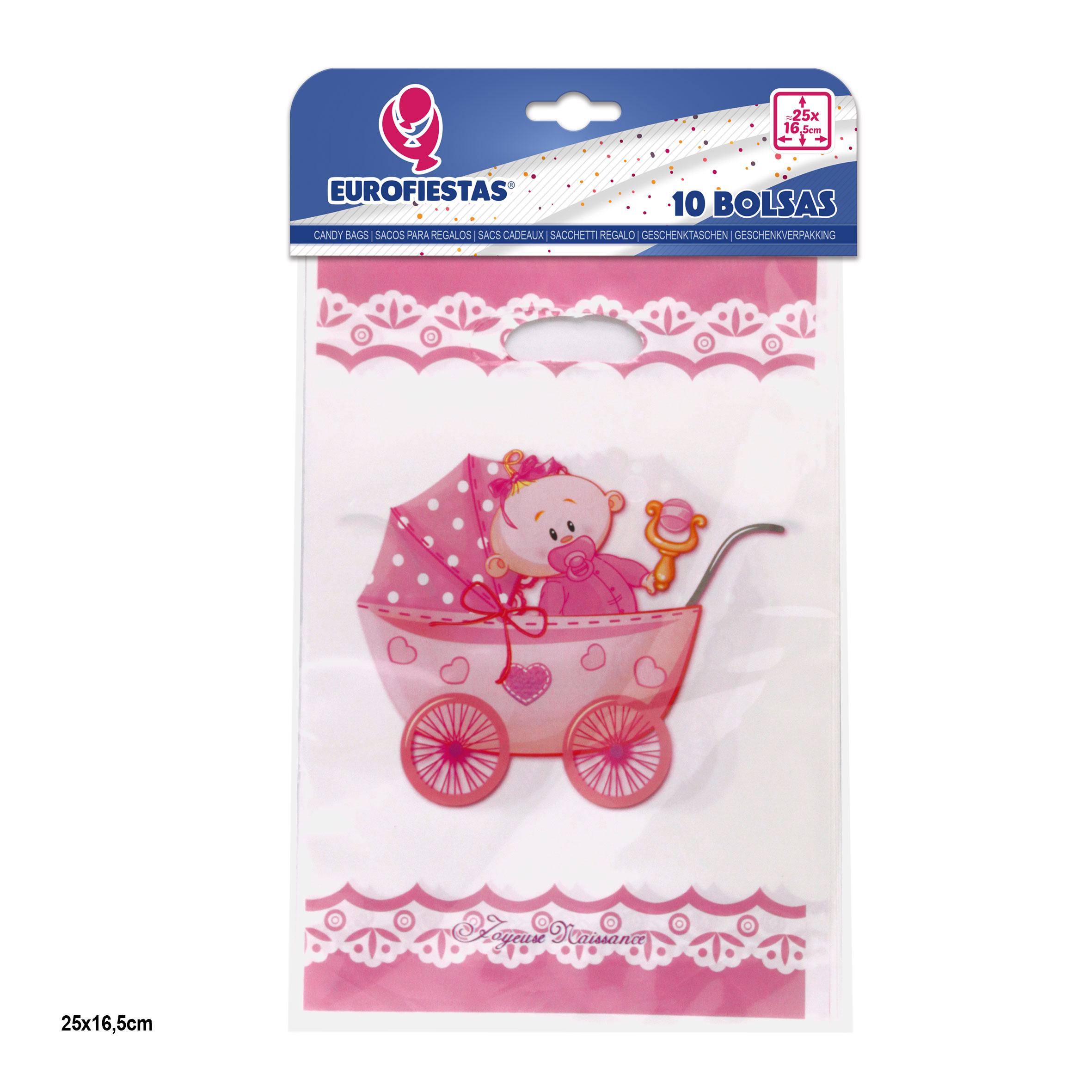 BOLSAS 35055 10 UDS CARRITO ROSA 25X16,5CM