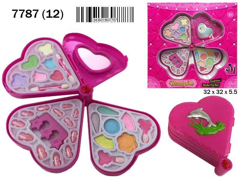 CAJA MAQUILLAJE 7787 3 PISOS CORAZON