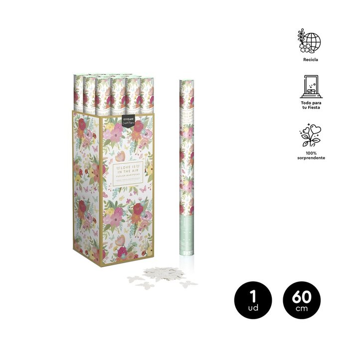 CAÑON CONFETI MARIPOSAS 1141033 BLANCO WEEDING 60CM