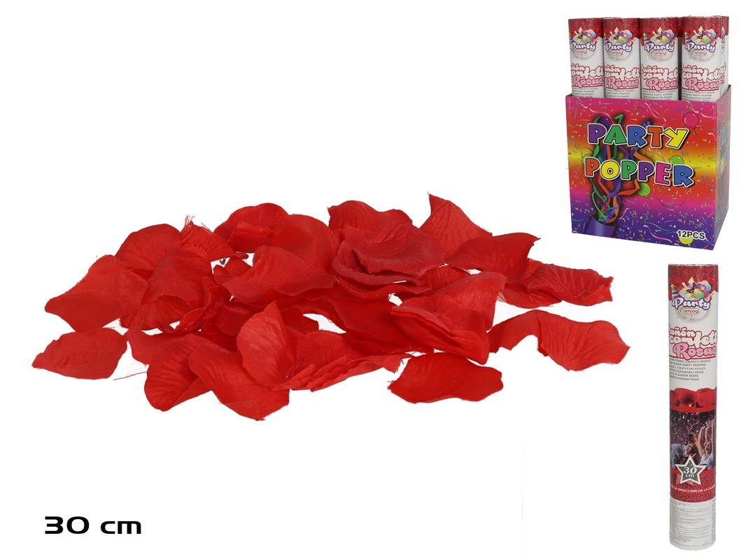 CAÑON DE CONFETI 30CM ROSAS - PAPEL