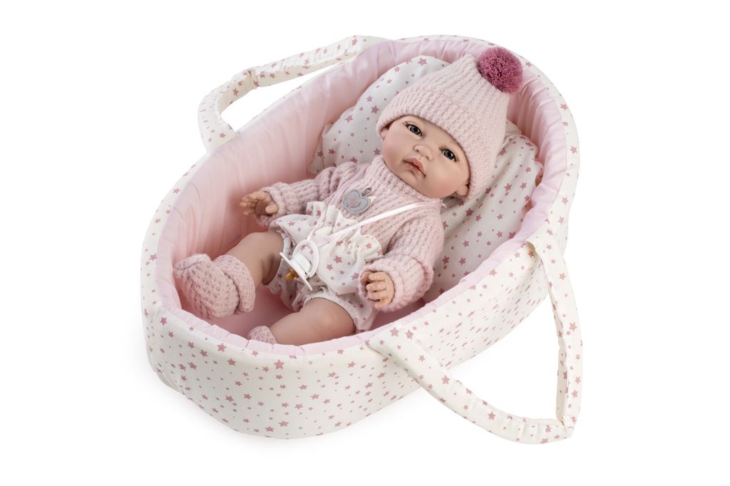 CAPAZO Y MUÑECA 32211 CORAL GORRITO Y POMPON BOLSA 34CM