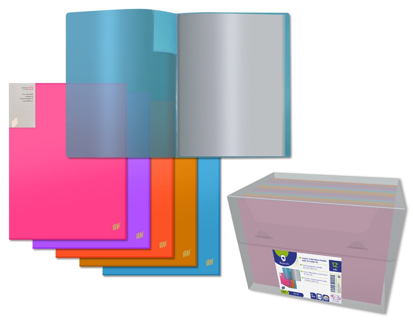 CARPETA 312141 NEON 40 FUNDAS A4 TRANSP