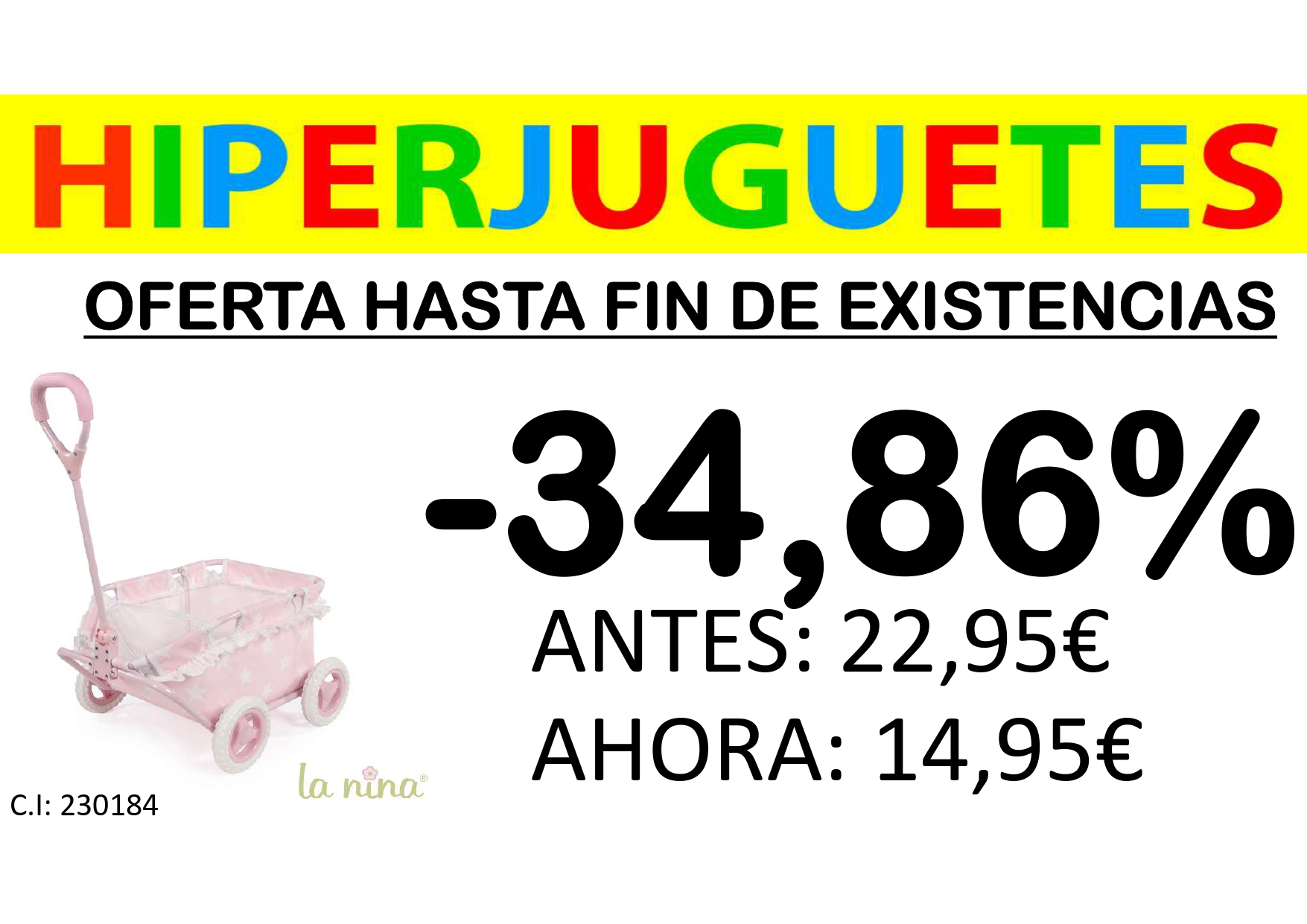 CARRO 4 RUEDAS TIRADOR CARLOTA 65044 31X16X50CM**