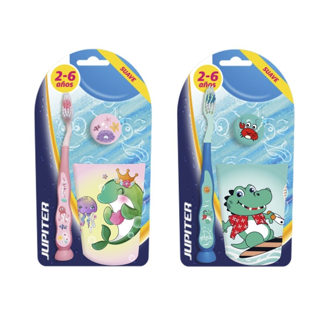CEPILLO DIENTES 332134 INFANTIL CON TAPA Y VASO