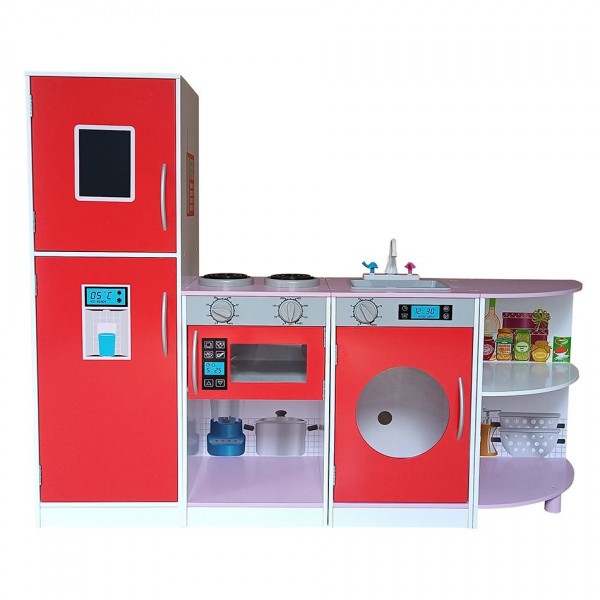 COCINA F0381 MODULAR DE MADERA ROJA CON MADERA 120X92X30CM