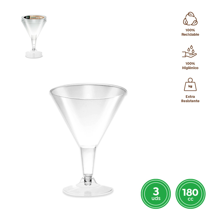 COPA COCKTAIL 1594R TRANSPARENTE 180CC SET 3UDS