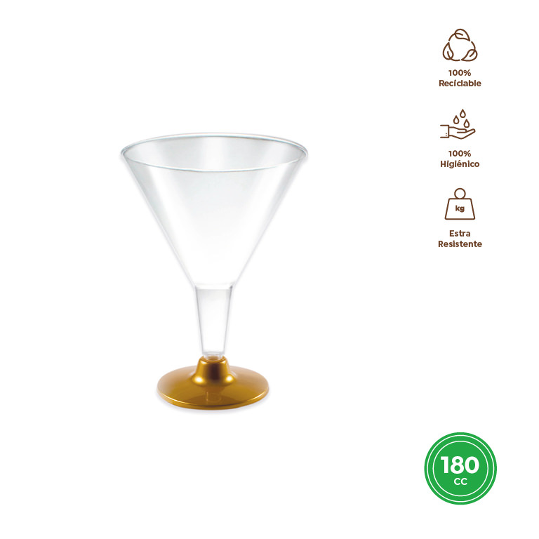 COPA COCKTAIL 1595R TRANSPARENTE PIE ORO 180CC SET 3UDS