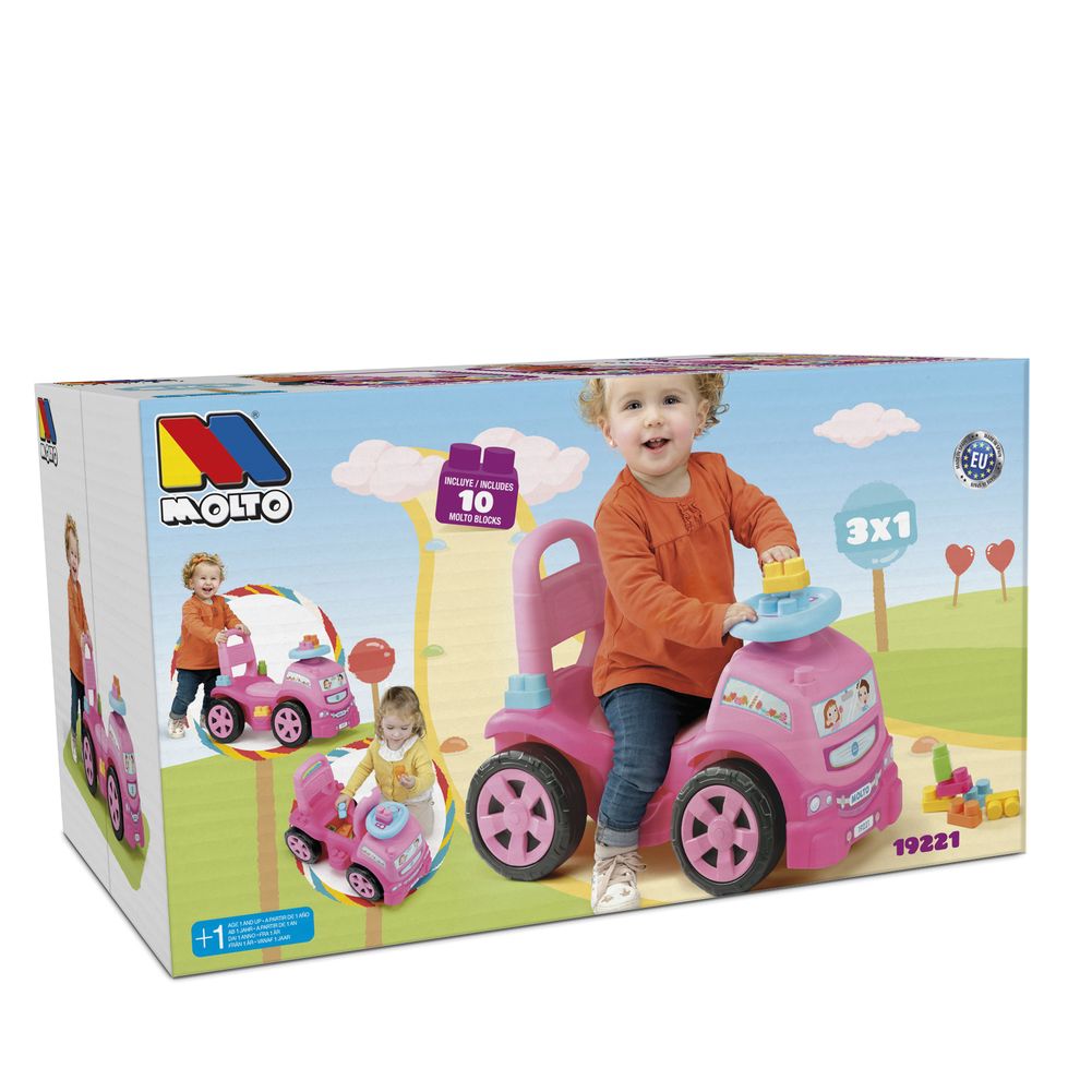 CORREPASILLO 19221 CAMION 3 EN 1 ROSA CON 10 BLOQUES