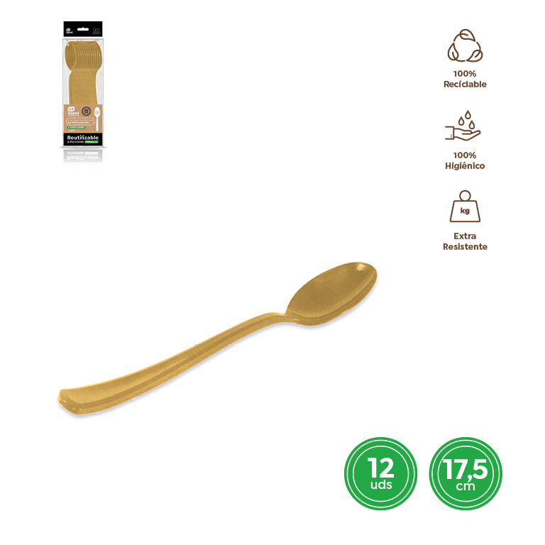 CUCHARA 1782R ALTA CALIDAD ORO 17.5CM SET 12UDS