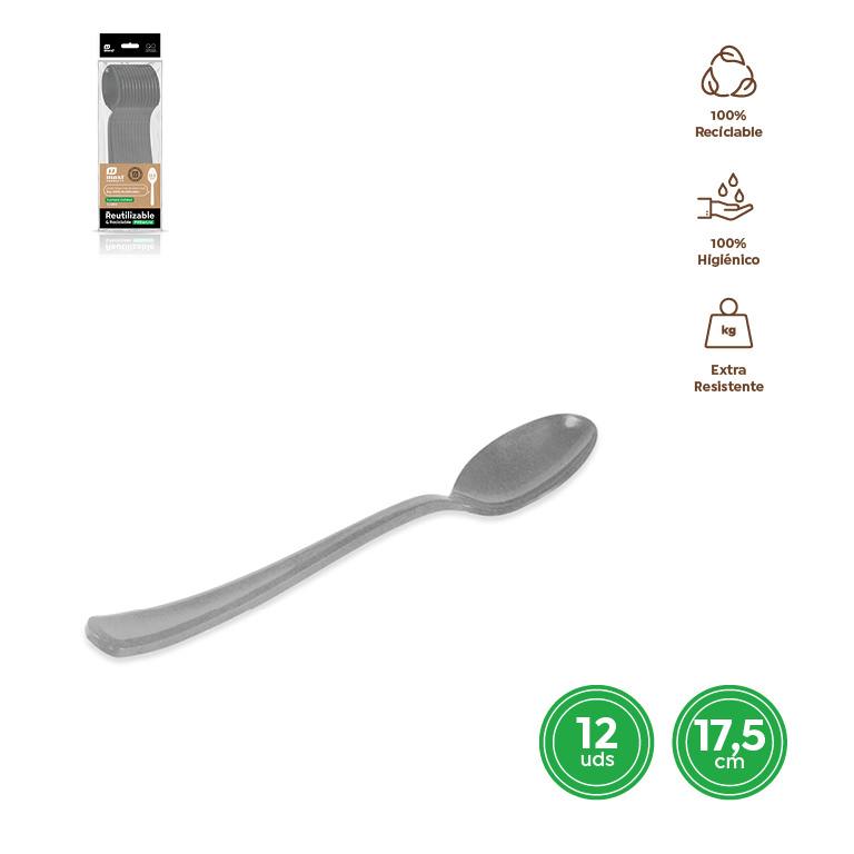CUCHARA 1786R ALTA CALIDAD PLATA 17.5CM SET 12UDS