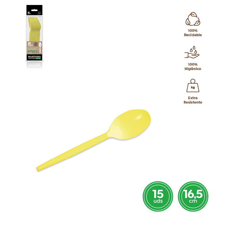CUCHARA AMARILLA 1353R 16.5CM 15UDS