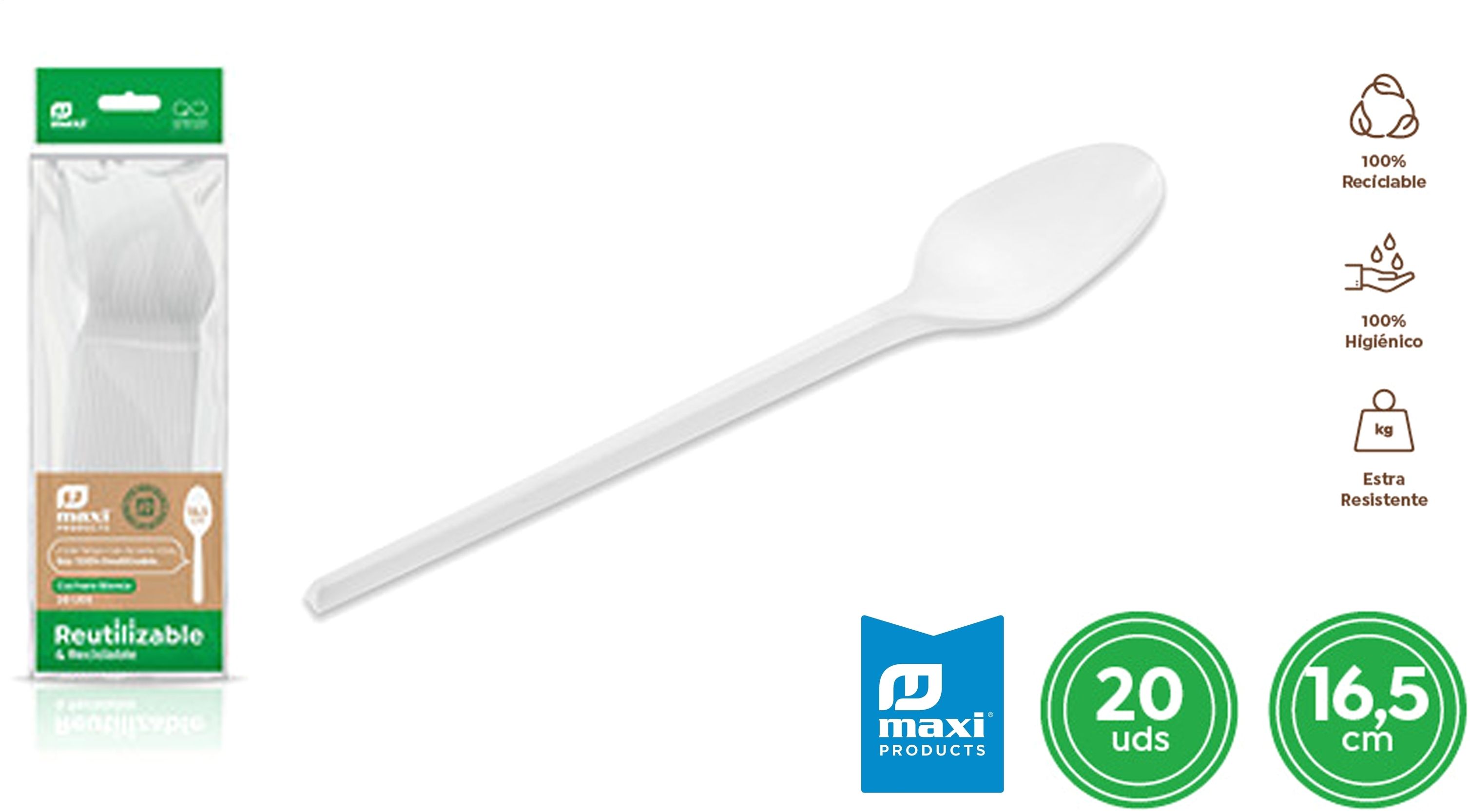 CUCHARA BLANCA 1150R 16,5CM 20UDS
