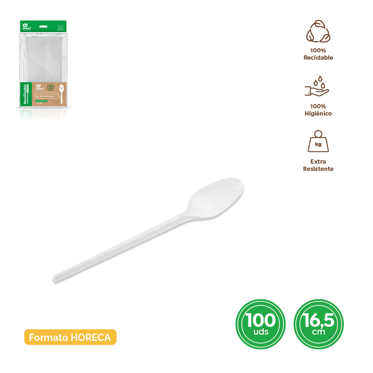 CUCHARA BLANCA 5150R 16.5CM SET 100UDS