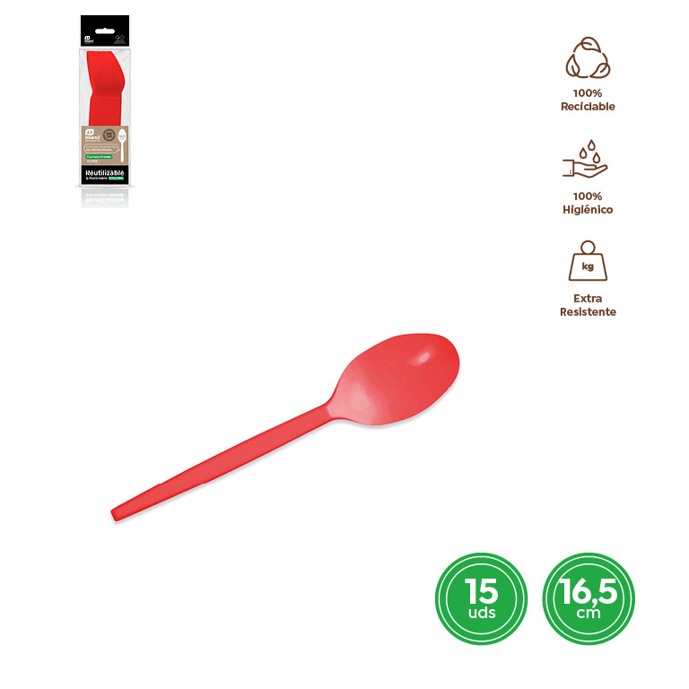 CUCHARA ROJA 1350R 16.5CM 15UDS