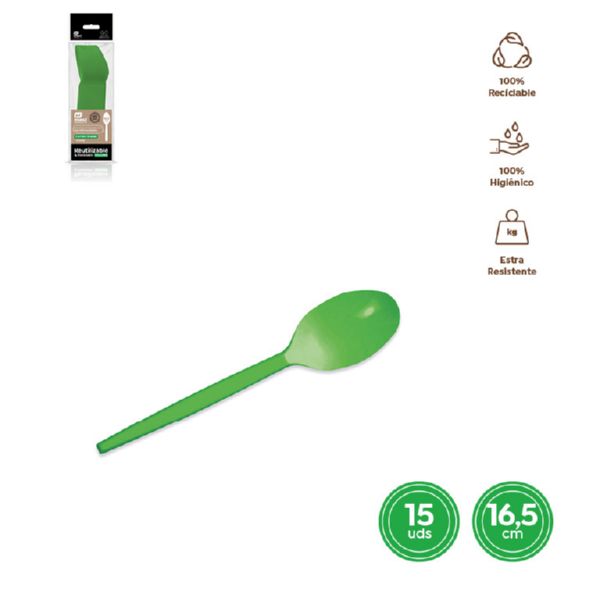 CUCHARA VERDE 1356R 16.5CM 15UDS