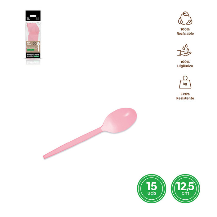 CUCHARITA 1343R ROSA BABY 12.5CM 15UDS