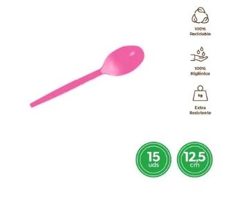 CUCHARITA 1365R ROSA 12.5CM 15UDS