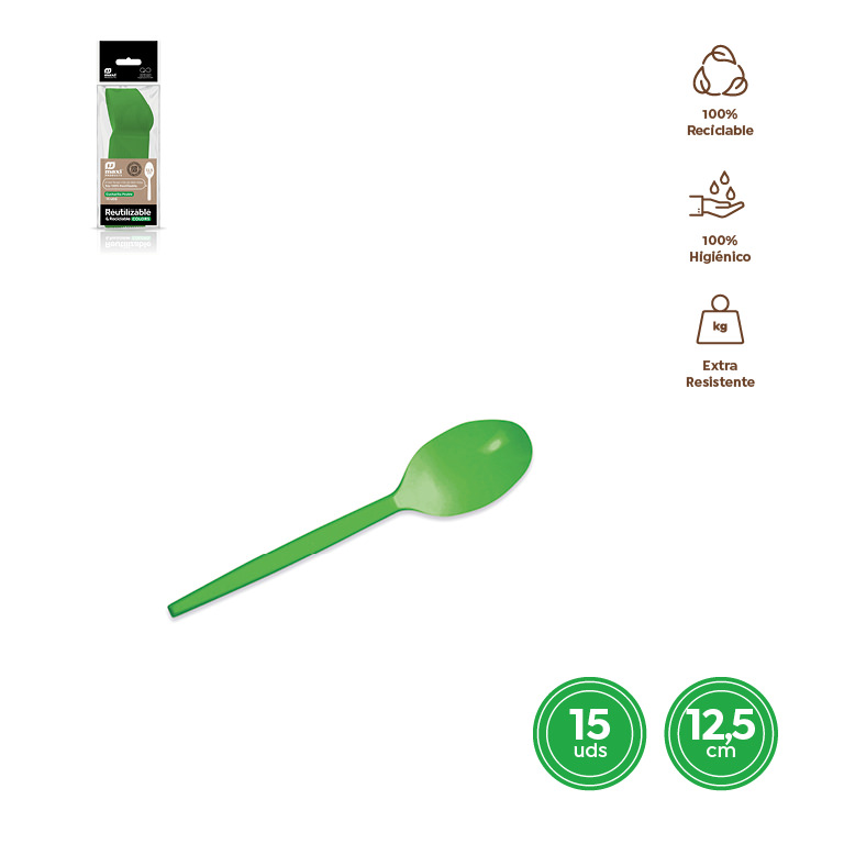 CUCHARITA 1398R VERDE 12.5CM 15UDS