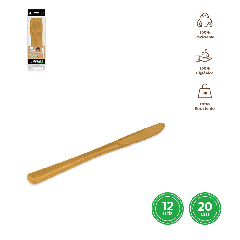 CUCHILLO 1783R ALTA CALIDAD ORO 20CM SET 12UDS