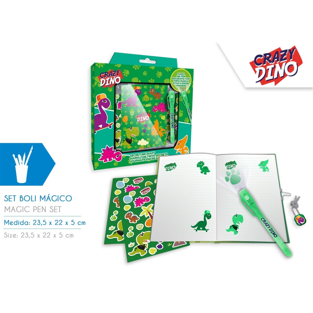 DIARIO CON BOLIGRAFO KL11013 MAGICO CRAZY DINO**