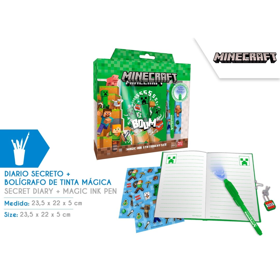 DIARIO MC00041 CON BOLIGRAFO MAGICO MINECRAFT