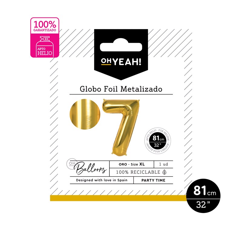 GLOBO 113-1057 POLIAMIDA Nº7 81CM ORO METALIZADO