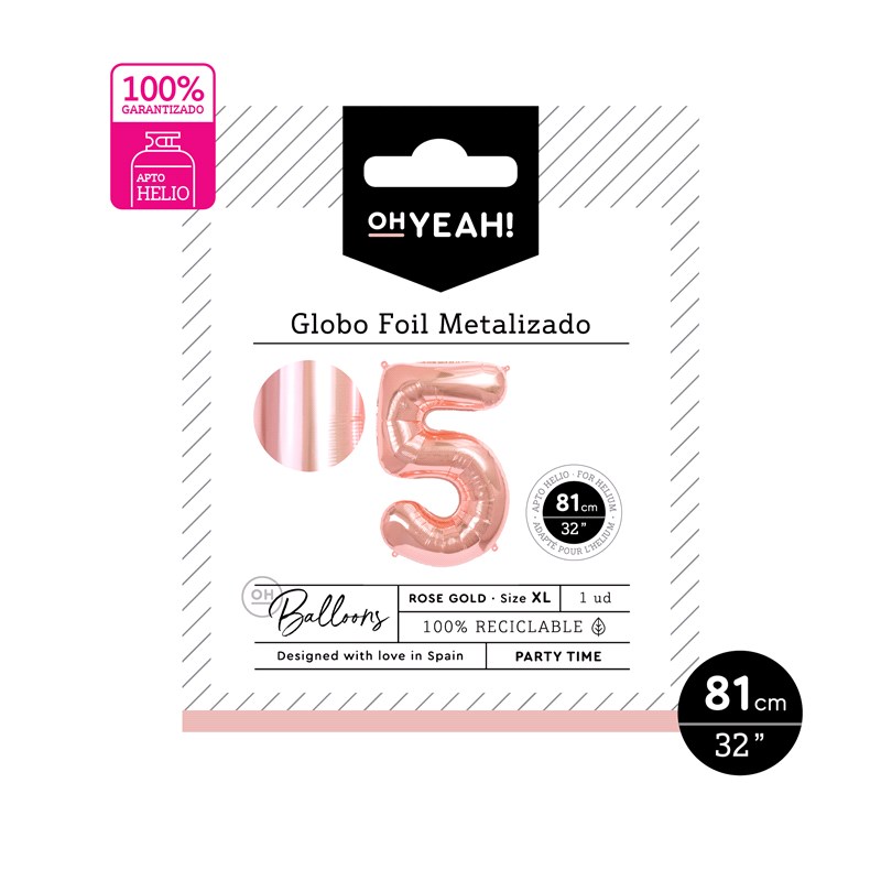 GLOBO 113-1075 POLIAMIDA Nº5 81CM ROSE GOLD METALIZADO