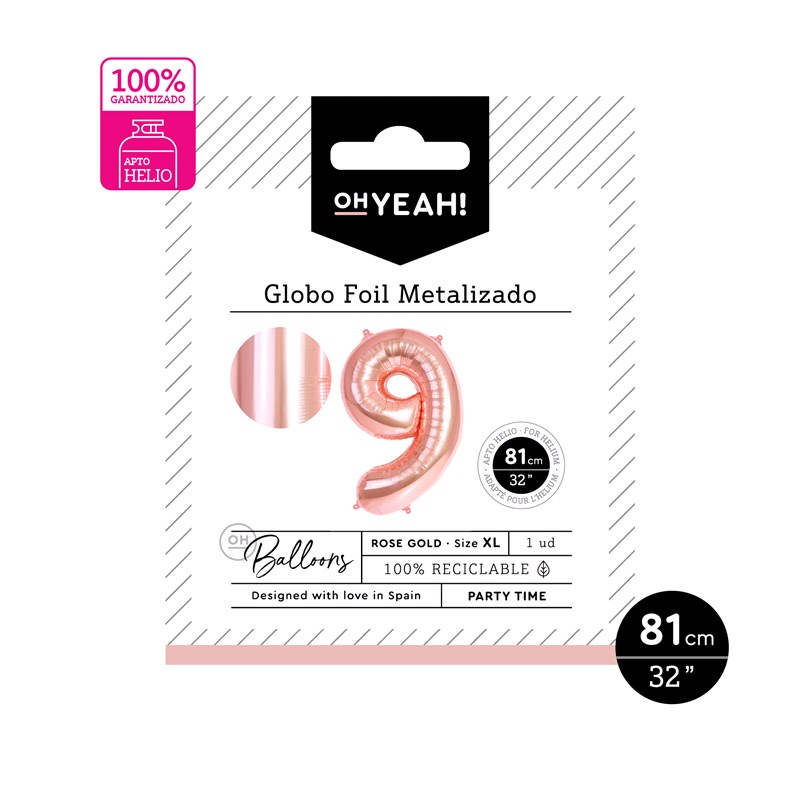GLOBO 113-1079 POLIAMIDA Nº9 81CM ROSE GOLD METALIZADO