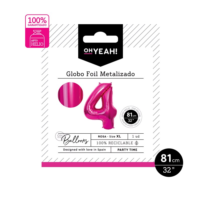 GLOBO 113-1084 POLIAMIDA Nº4 81CM ROSA METALIZADO