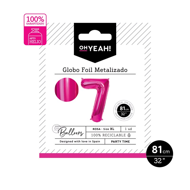 GLOBO 113-1087 POLIAMIDA Nº7 81CM ROSA METALIZADO