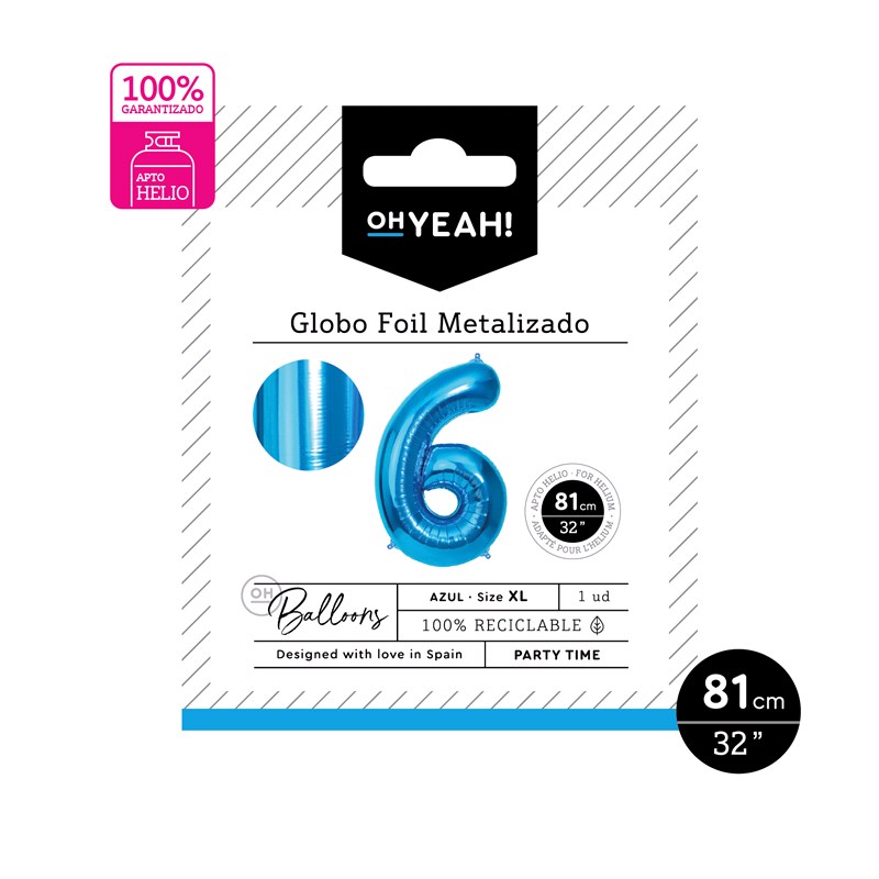 GLOBO 113-1096 POLIAMIDA Nº6 81CM AZUL METALIZADO