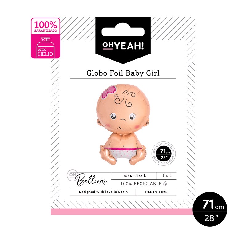 GLOBO 113-1215 BABY GIRL ROSA 71CM APTO HELIO