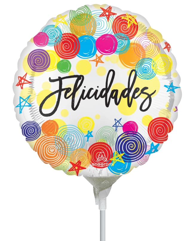 GLOBO 4614309 9/23CM FELIZ CUMPLEAÑOS REMOLINO