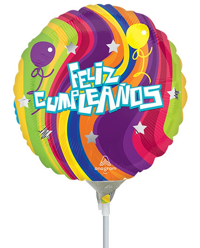GLOBO 4615509 9/23CM FELIZ CUMPLEAÑOS REMOLINO
