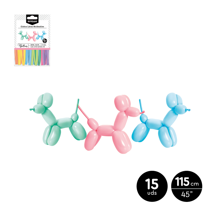 GLOBO MOLDEABLE 112-1139 COLORES STD PASTEL 115CM SET 15UDS