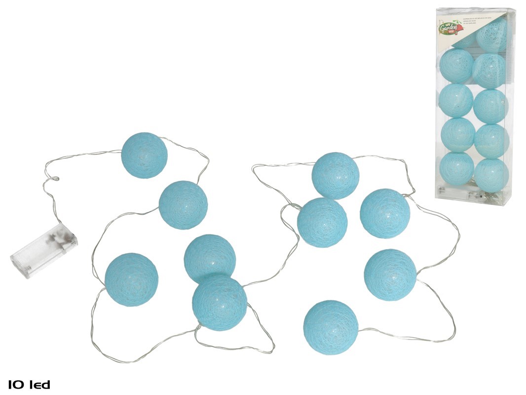 GUIRNALDA 10 LED BOLAS 6CM AZUL