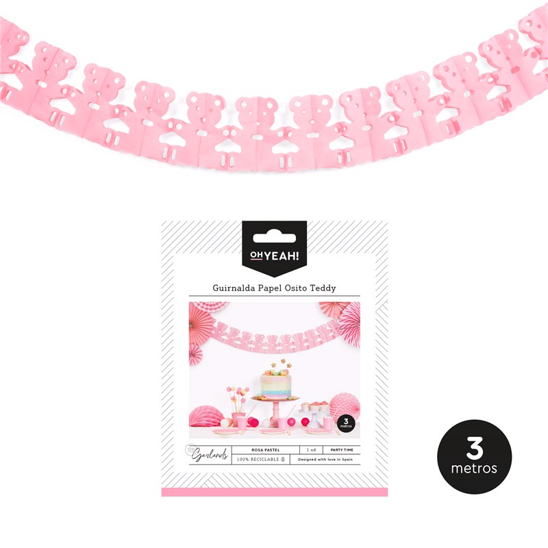 GUIRNALDA 102-1011 PAPEL OSITO TEDDY ROSA PASTEL 3M