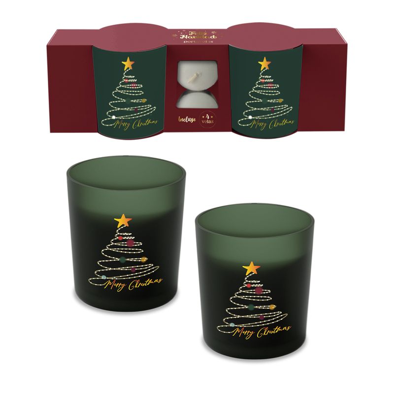 JUEGO 2 CANDELES 305820 CON 2 VELAS DE TE NAVIDAD