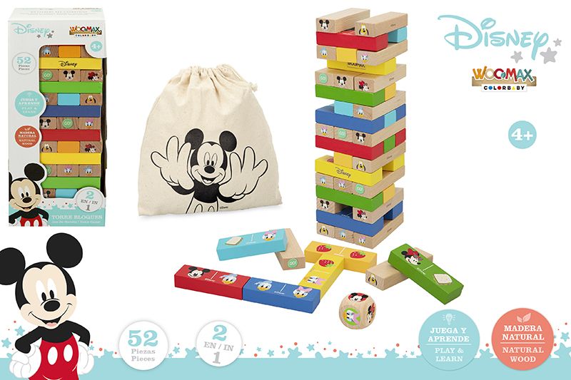 JUEGO TORRE MADERA 48731 / DOMINO MICKEY*