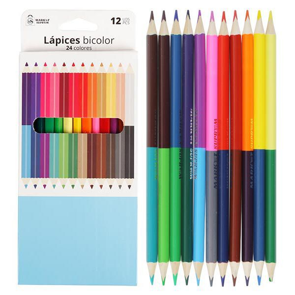 LAPICES BICOLORES A9822 SET 12UDS 24 COLORES
