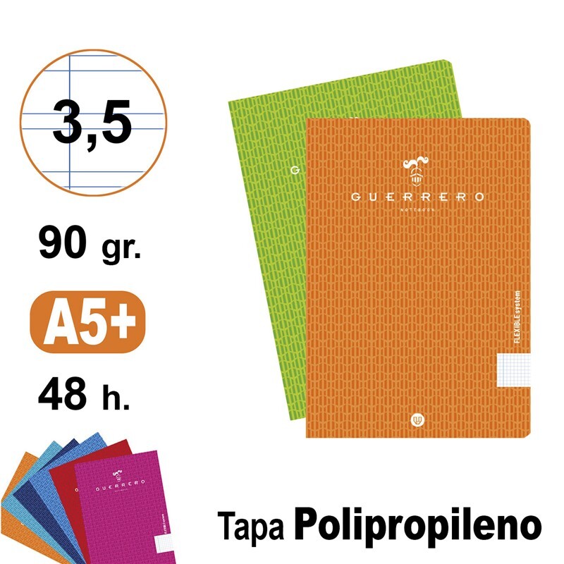 LIBRETA GRAPA PP GUERRERO A5+48H 90G P3,5 SURT 88432699