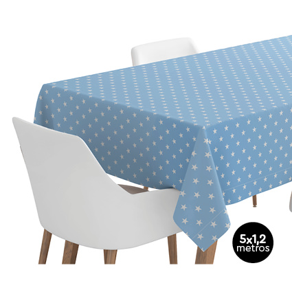 MANTEL 3154 STARS STD AZUL BABY ROLLO 1.2X5M