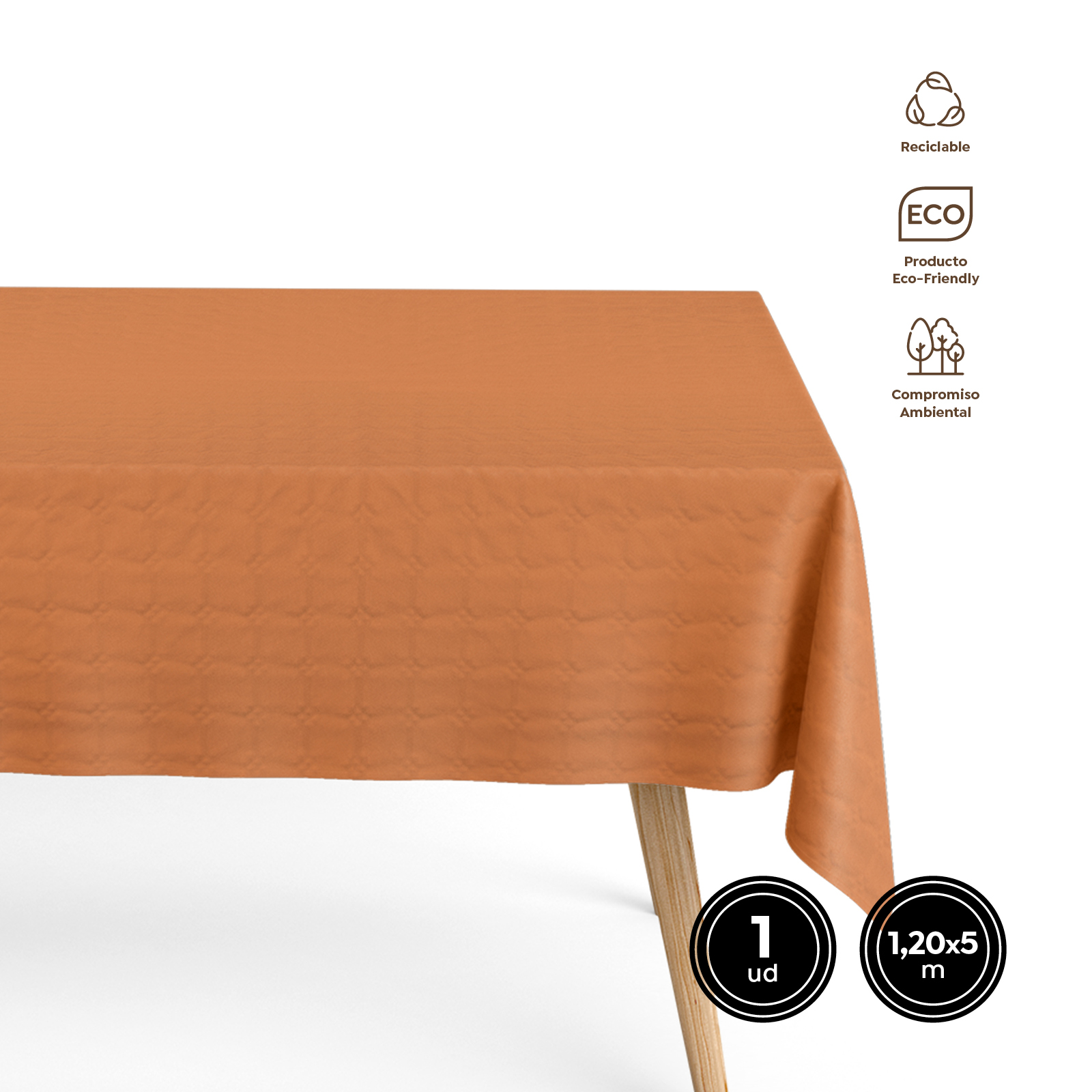 MANTEL 3323N BIODEGRADABLE NARANJA ROLLO 1.2X5M