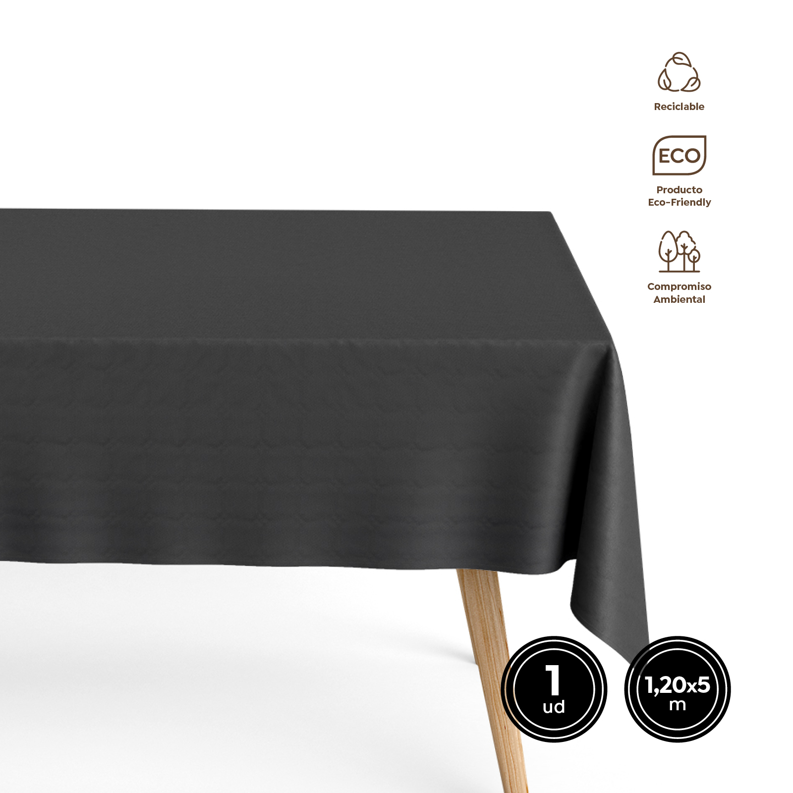 MANTEL 3325 BIODEGRADABLE NEGRO ROLLO 1.2X5M